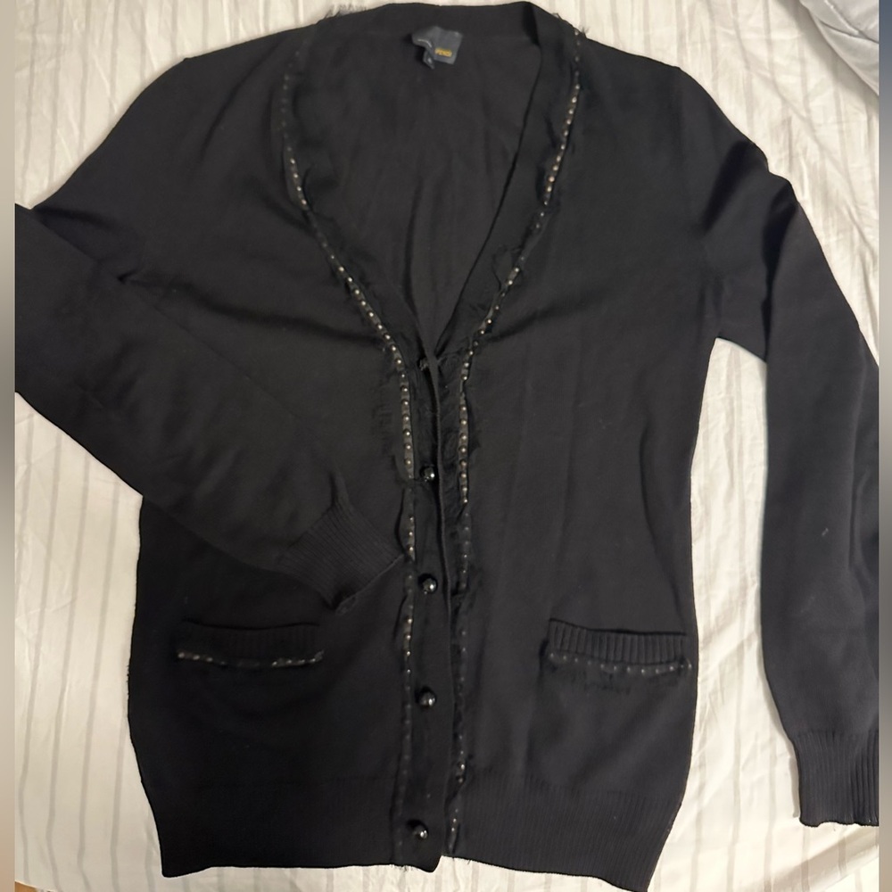 Fendi black wool cardigan with pockets and trim - IT40 / US6